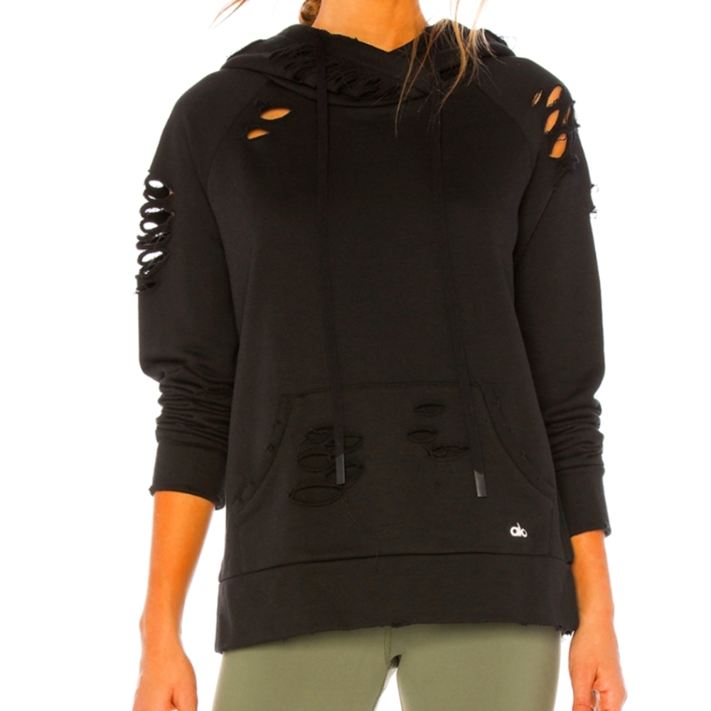 Alo yoga shredded hoodie size small